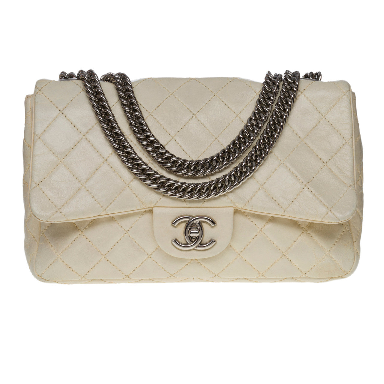 Sac CHANEL Timeless/Classique en Cuir Beige - 100587