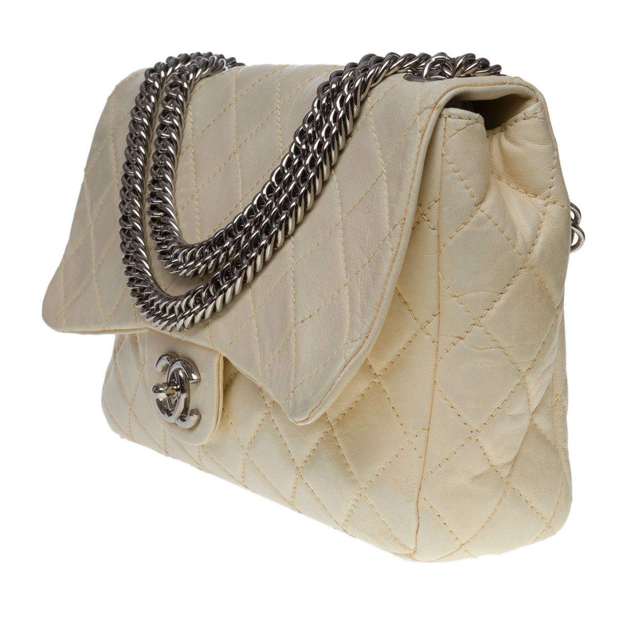 Sac CHANEL Timeless/Classique en Cuir Beige - 100587