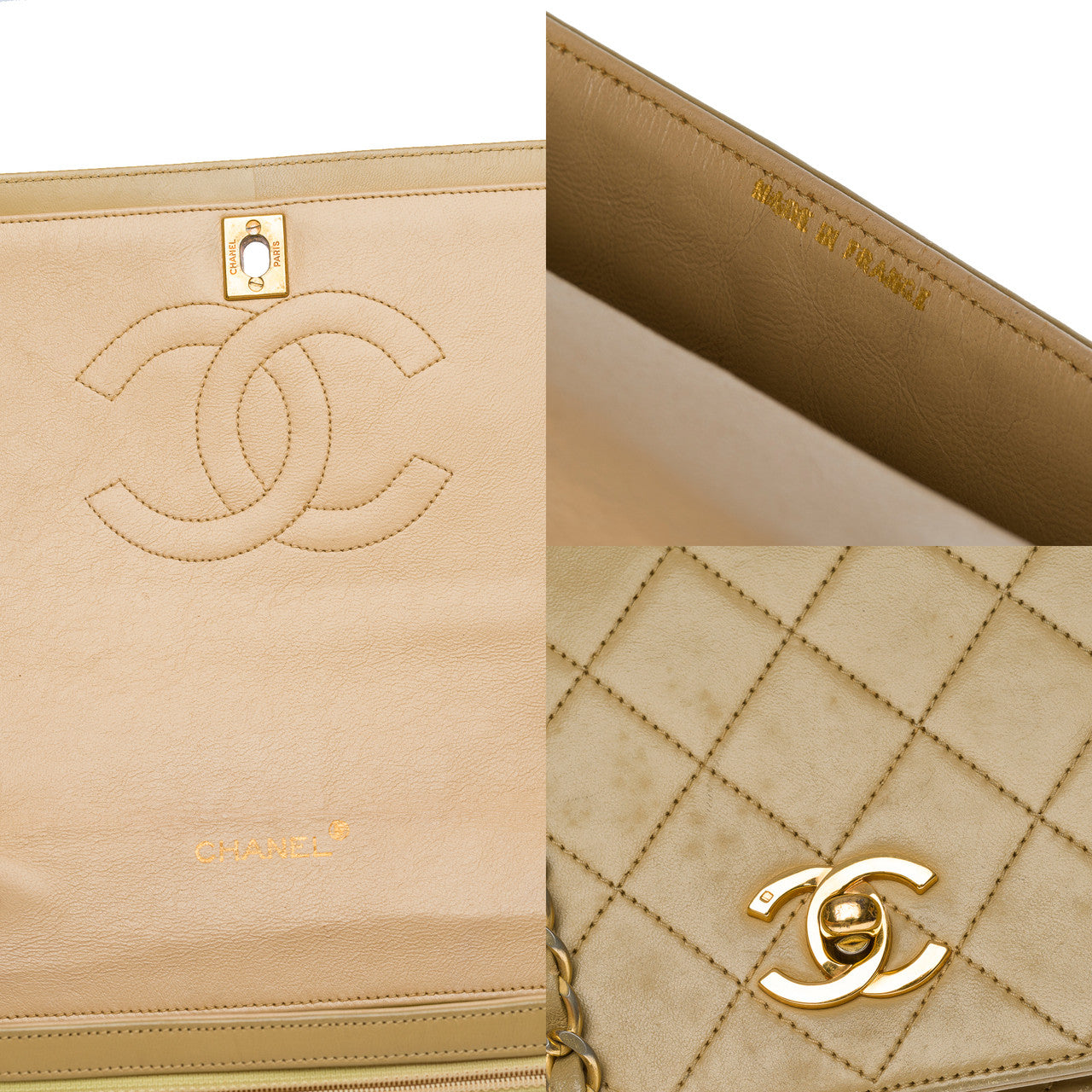 Sac CHANEL Timeless/Classique en Cuir Beige - 100712
