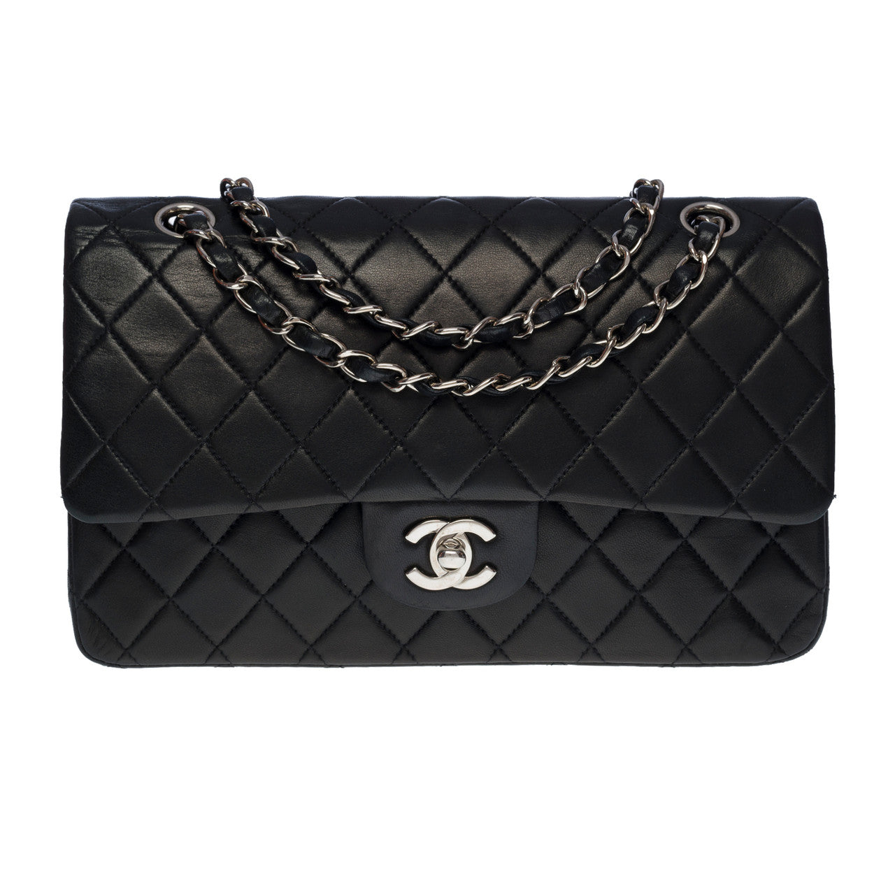 SAC BANDOULIÈRE CHANEL TIMELESS MEDIUM DOUBLE FLAP EN CUIR D'AGNEAU MATELASSE NOIR- 100887