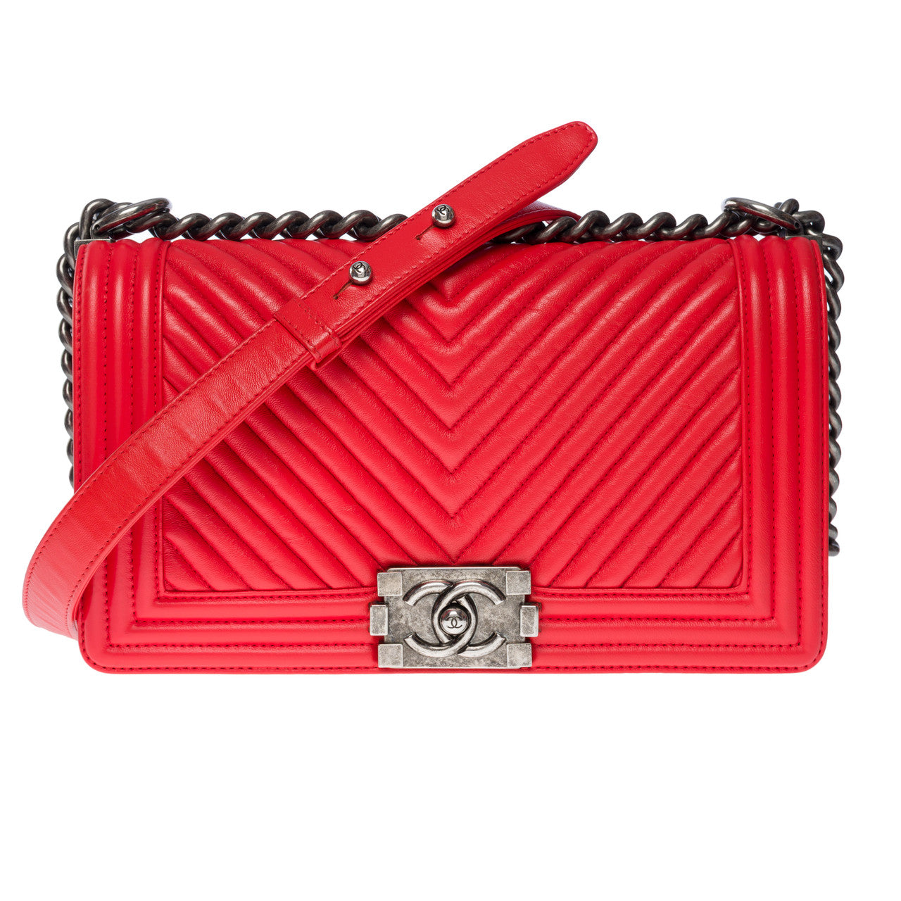 Sac CHANEL Boy en Cuir Rouge - 101034