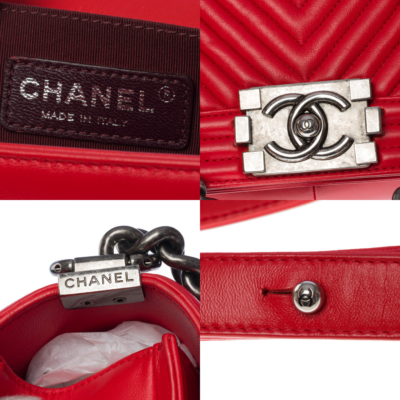 Sac CHANEL Boy en Cuir Rouge - 101034