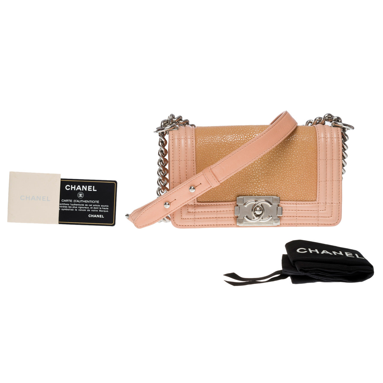 sac bandoulière mini boy en galuchat rose- 101200