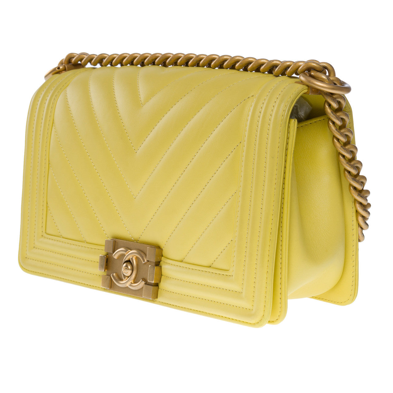 Sac CHANEL Boy en Cuir Jaune - 101201