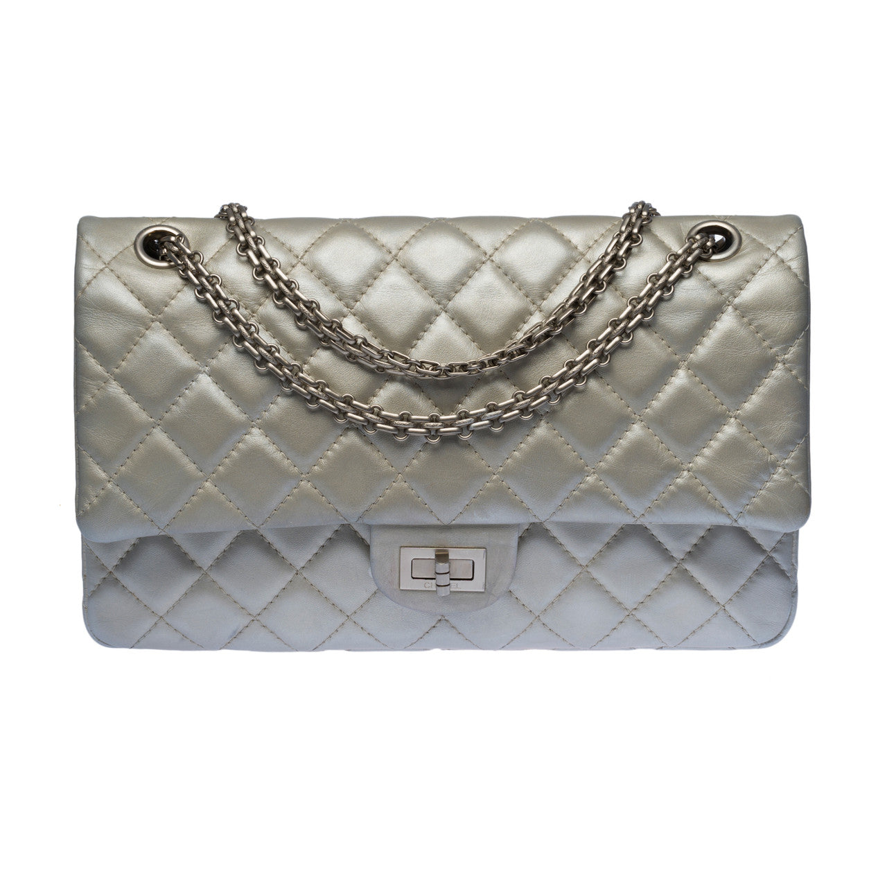 Sac CHANEL 2.55 en Cuir Argent - 100179
