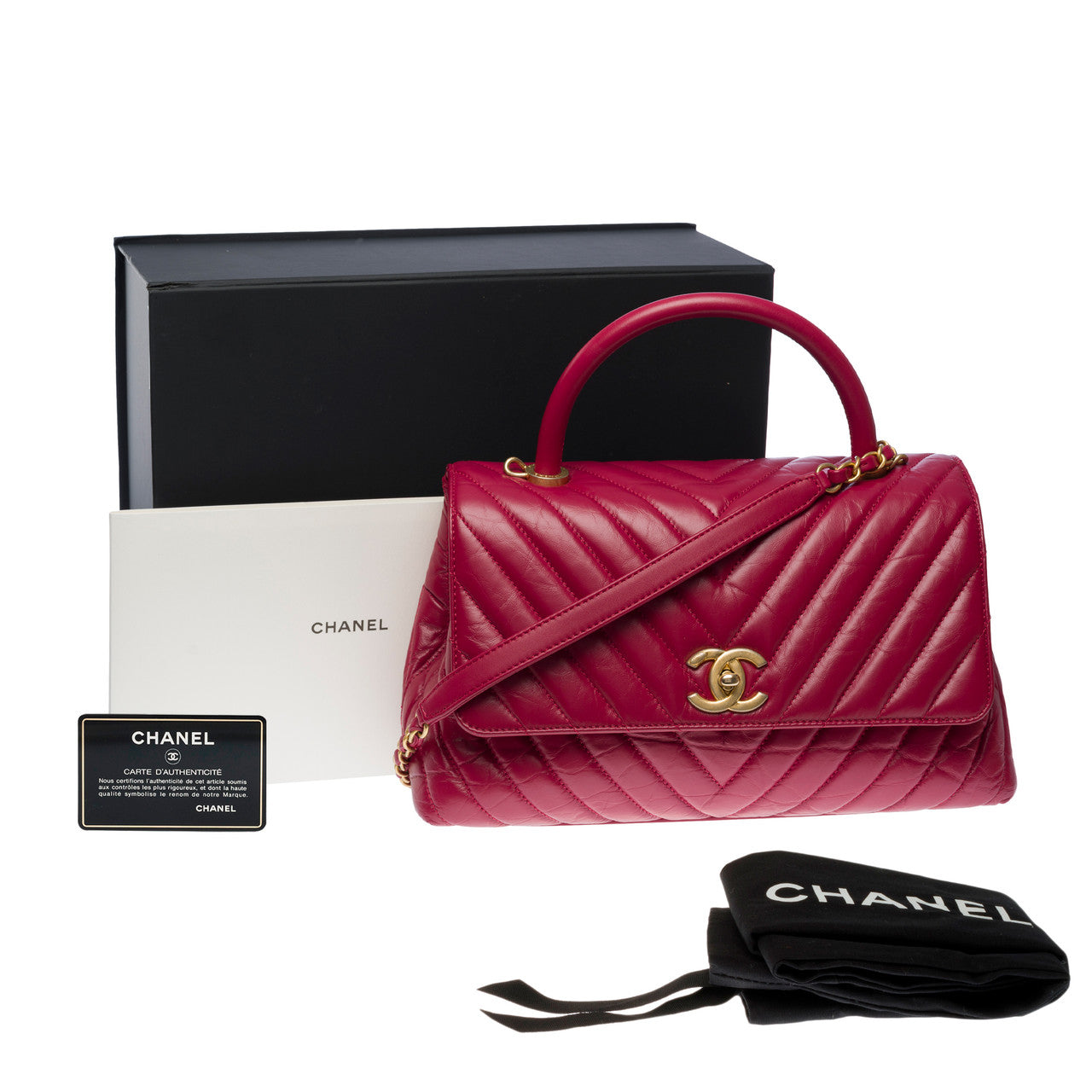 Sac CHANEL Coco Handle en Cuir Rouge - 101387