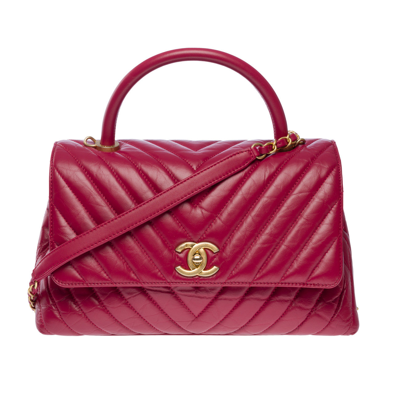 Sac CHANEL Coco Handle en Cuir Rouge - 101387