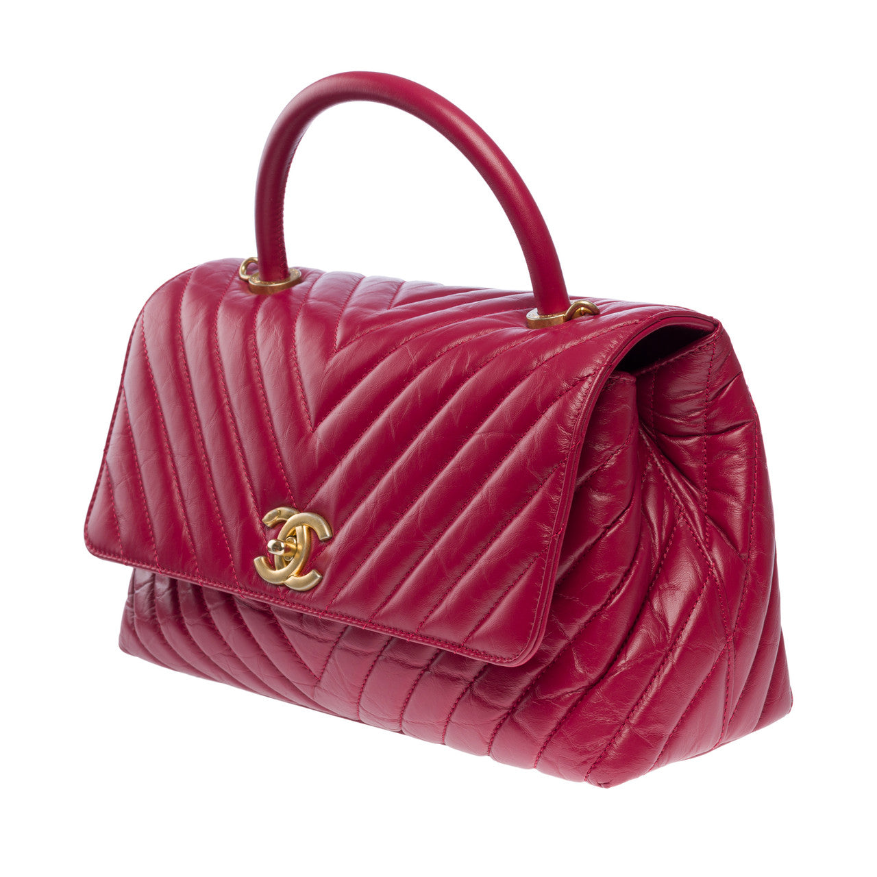 Sac CHANEL Coco Handle en Cuir Rouge - 101387