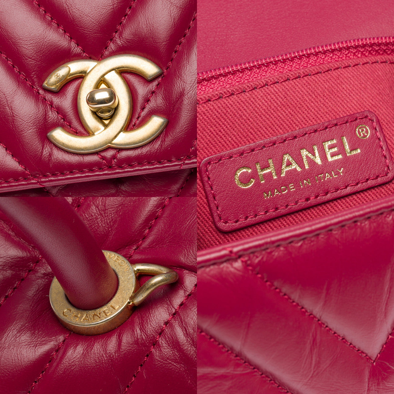 Sac CHANEL Coco Handle en Cuir Rouge - 101387
