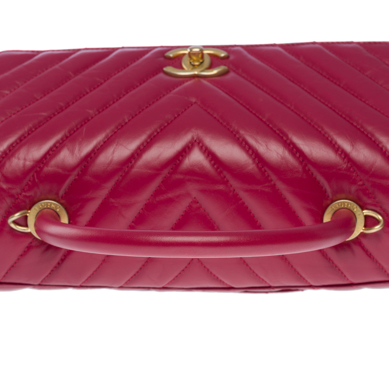Sac CHANEL Coco Handle en Cuir Rouge - 101387