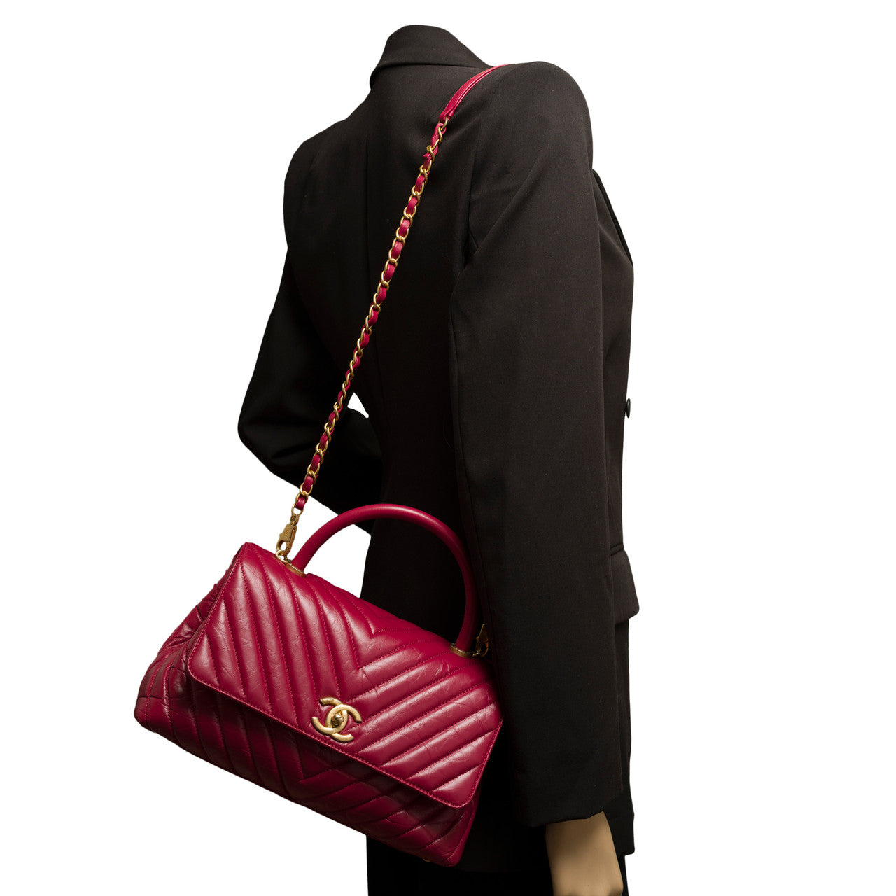 Sac CHANEL Coco Handle en Cuir Rouge - 101387