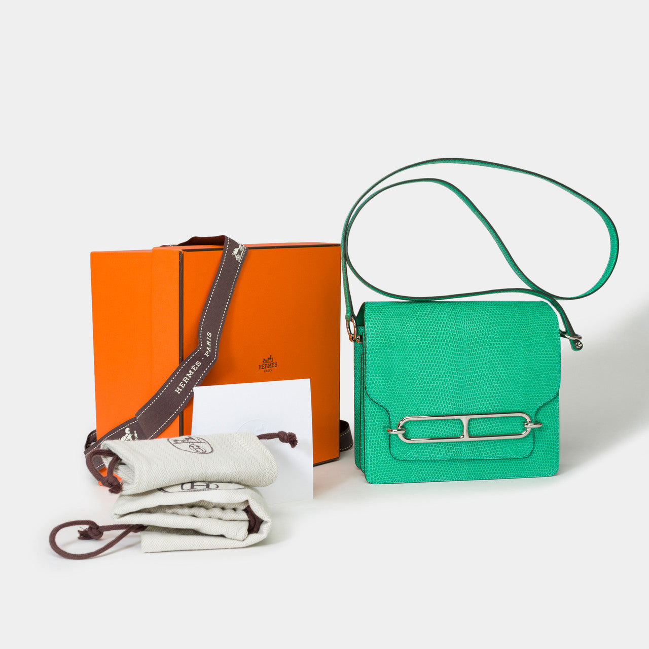 Sac HERMES Roulis en Cuirs exotiques Vert - 101528