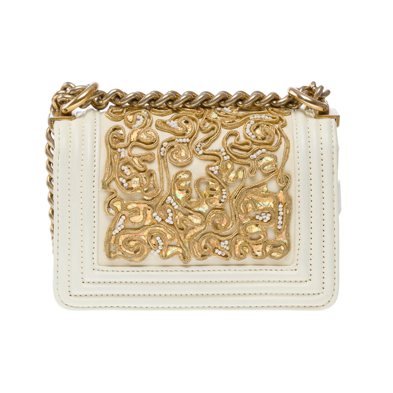 Sac CHANEL Boy en Cuir Beige - 101544