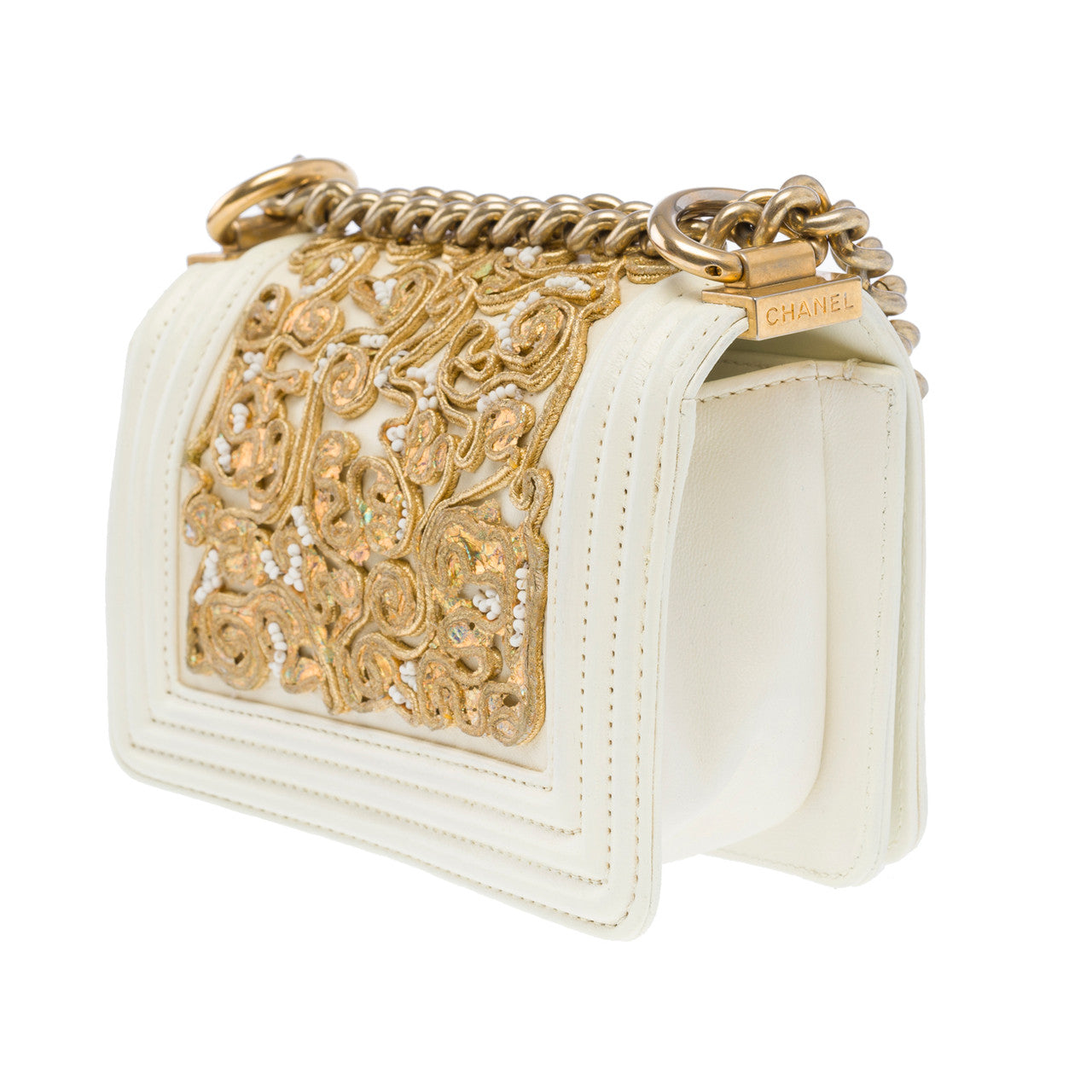 Sac CHANEL Boy en Cuir Beige - 101544