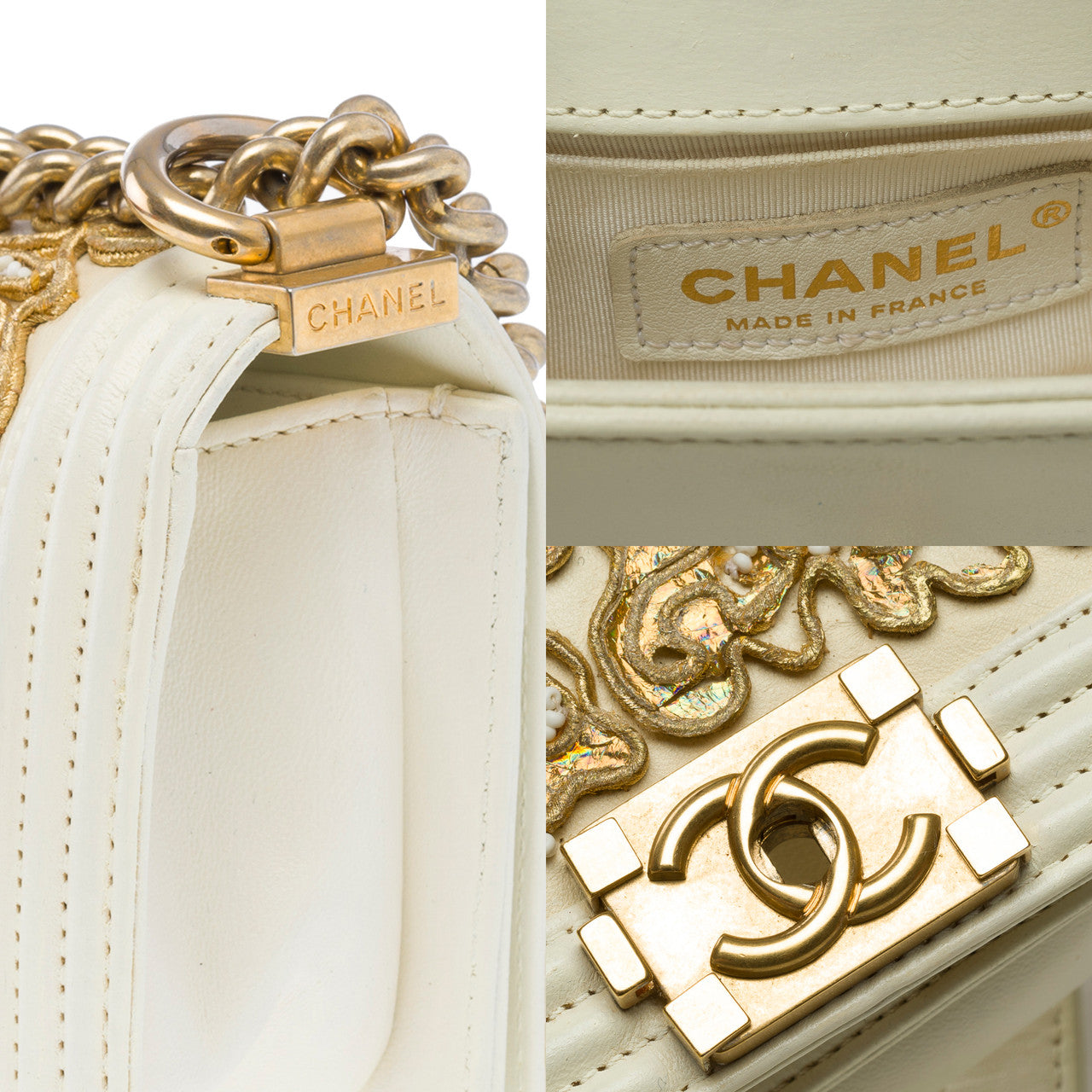 Sac CHANEL Boy en Cuir Beige - 101544