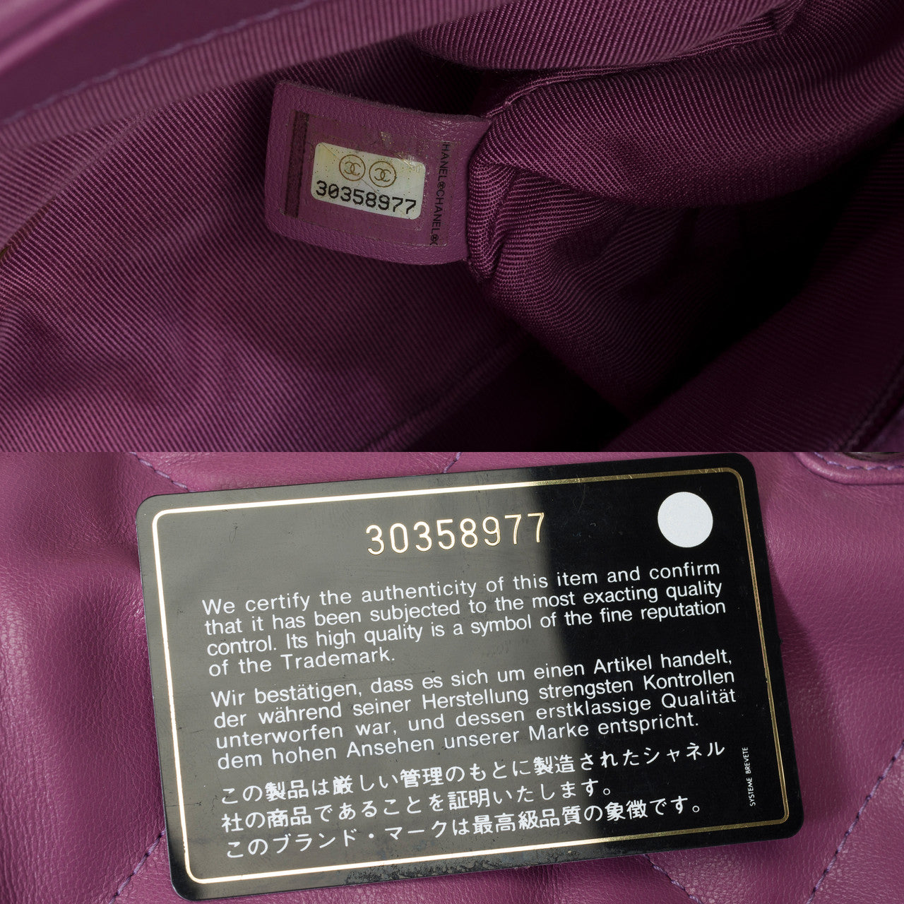 Sac CHANEL Chanel 19 en Cuir Violet - 101548