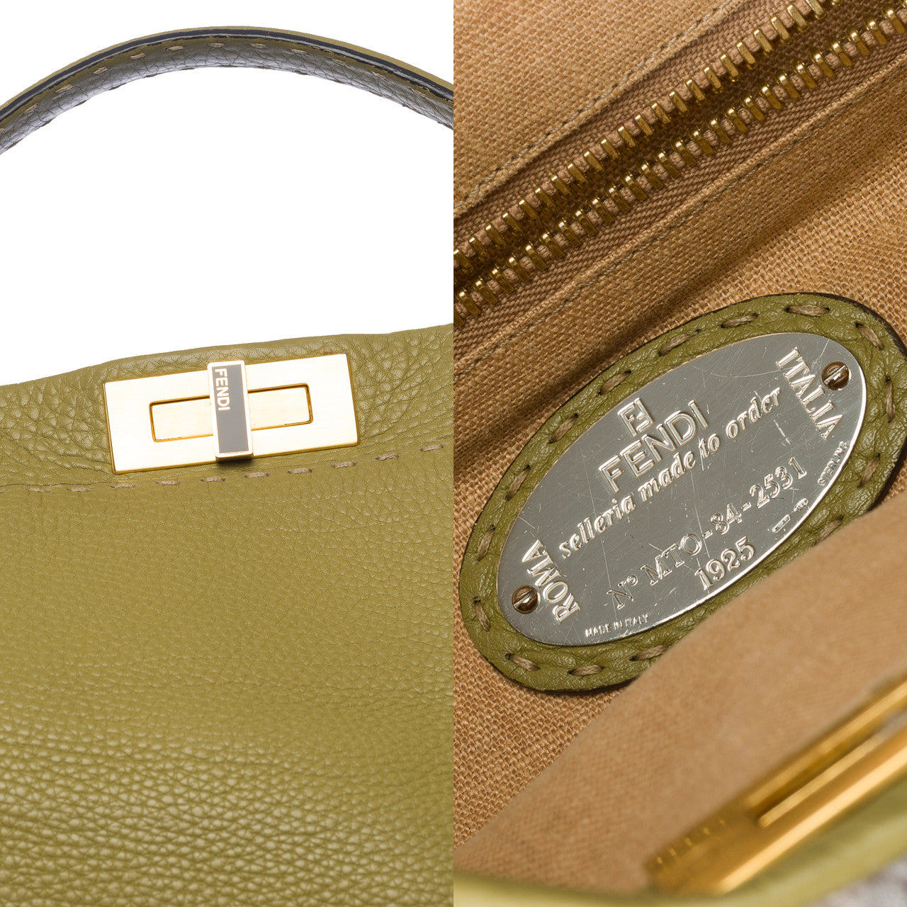 Sac FENDI Peekaboo X-Lite en Cuir Vert - 101715