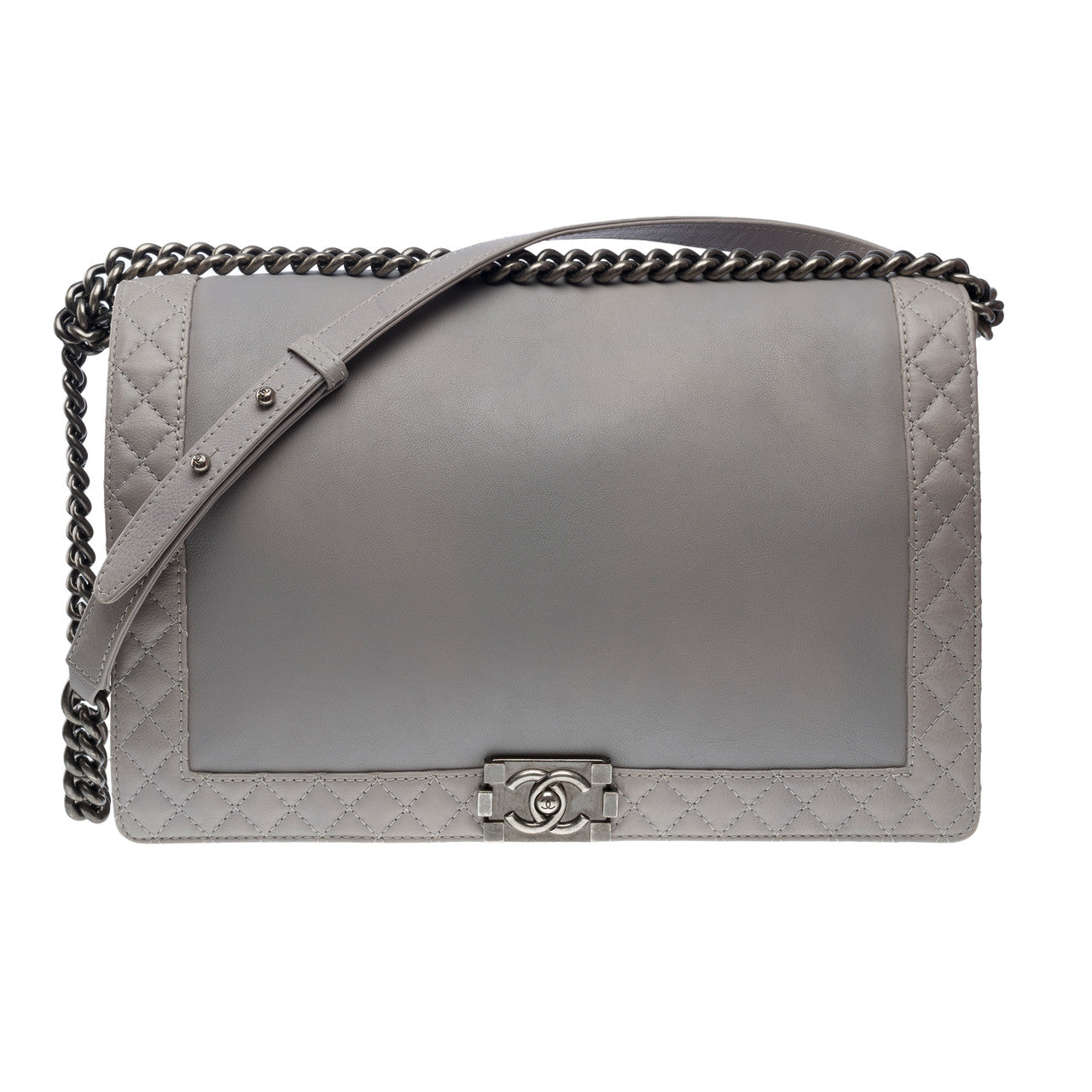 Sac CHANEL Boy en Cuir Gris - 101696