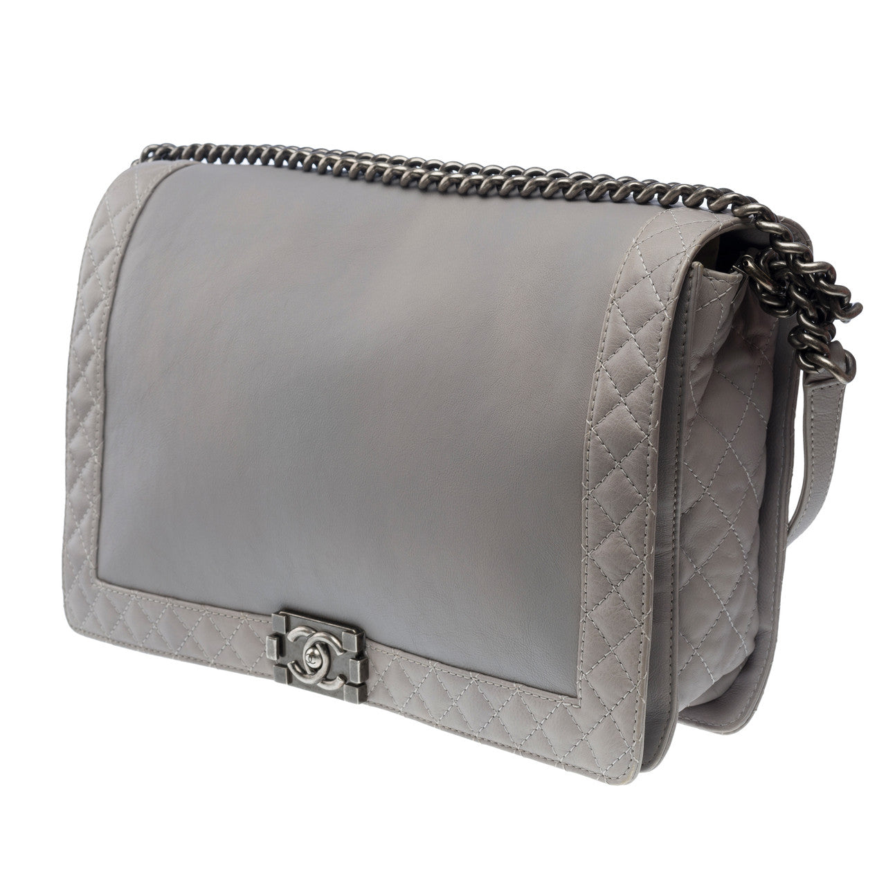 Sac CHANEL Boy en Cuir Gris - 101696