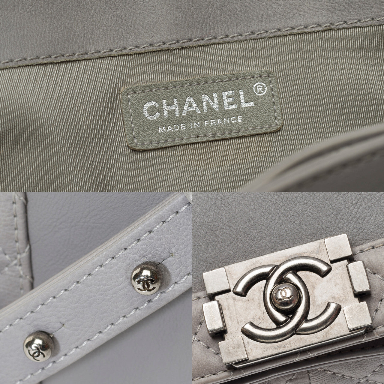 Sac CHANEL Boy en Cuir Gris - 101696