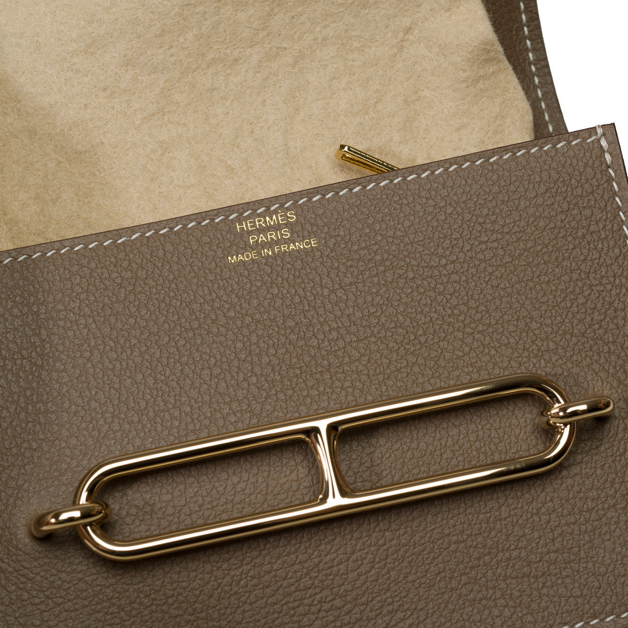 Accessoire HERMES Roulis Slim en Cuir Étoupe - 101795