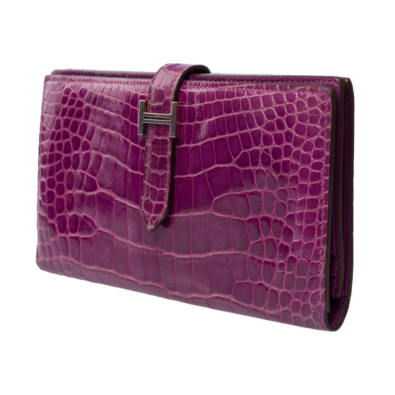 Accessoire HERMES Bearn en Cuirs exotiques Violet - 101993