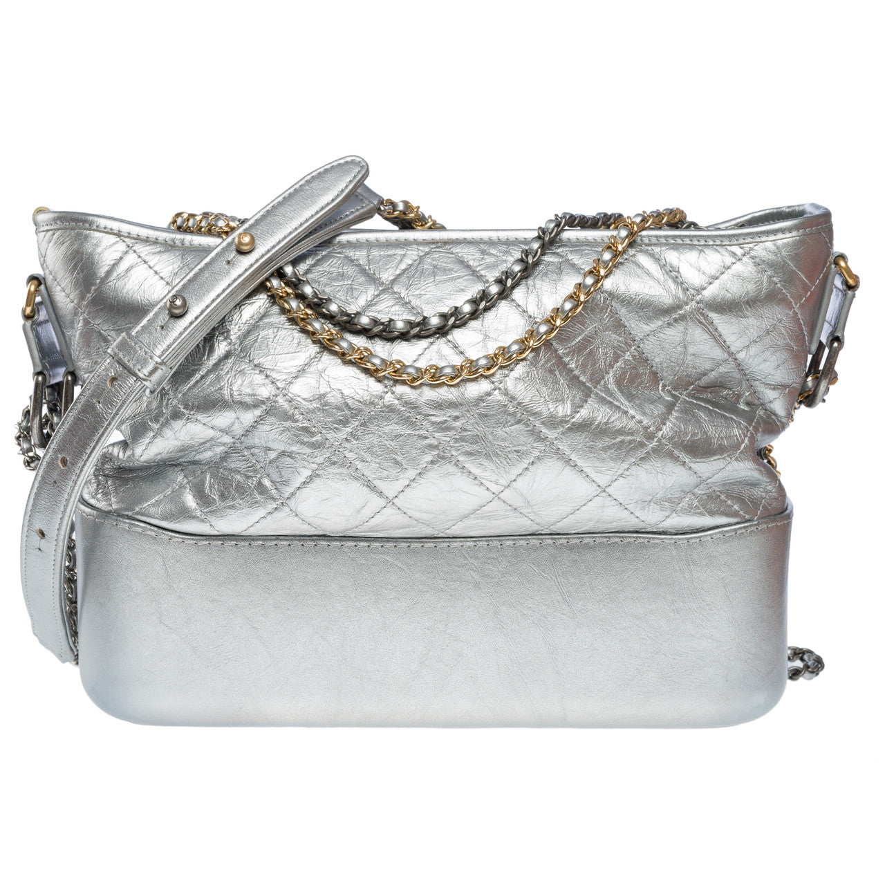 Sac CHANEL Gabrielle en Cuir Argent - 102196