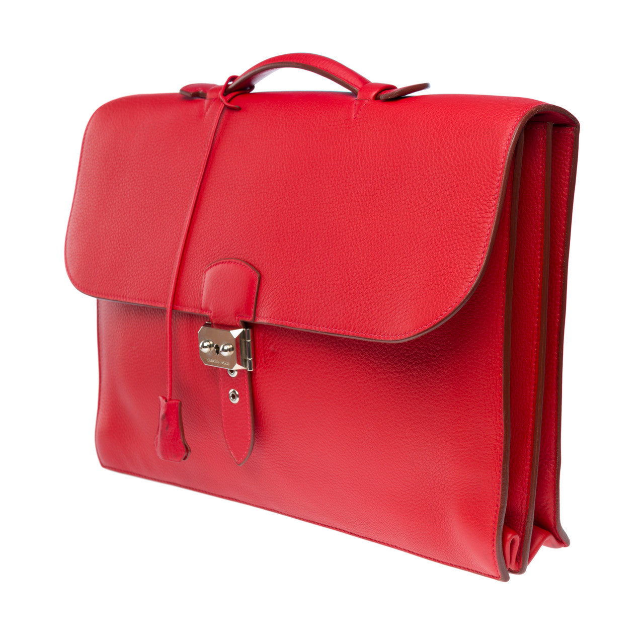 Sac HERMES Sac a depeches en Cuir Rouge - 102192