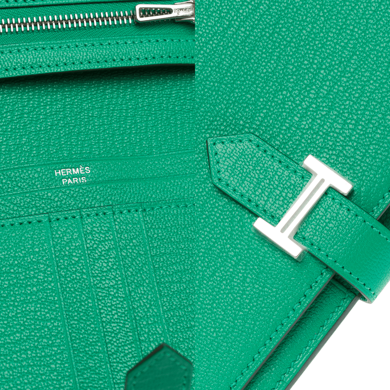 Accessoire HERMES Bearn en Cuir Vert - 102300