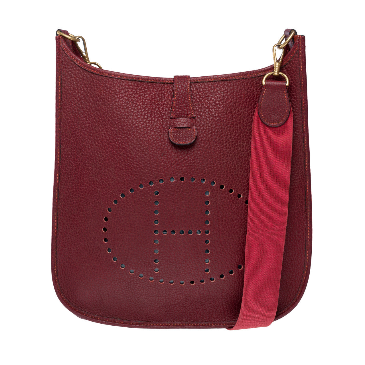 Sac HERMES Evelyne en Cuir Rouge - 102359