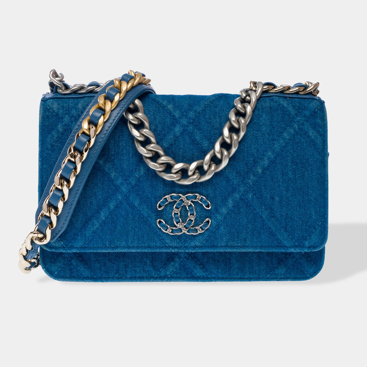 Sac CHANEL Wallet On Chain Chanel 19 en Denim Bleu - 102395