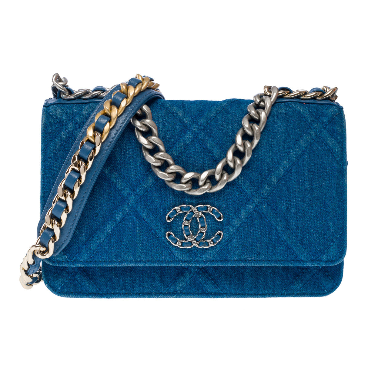 Sac CHANEL Wallet On Chain Chanel 19 en Denim Bleu - 102395