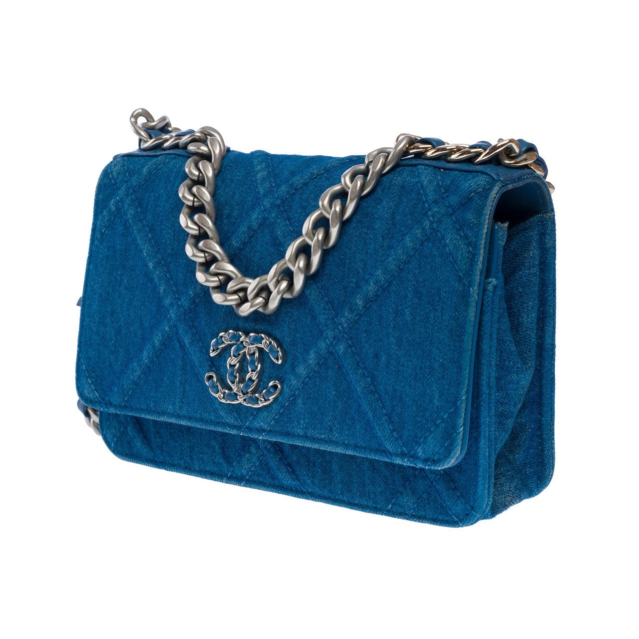 Sac CHANEL Wallet On Chain Chanel 19 en Denim Bleu - 102395