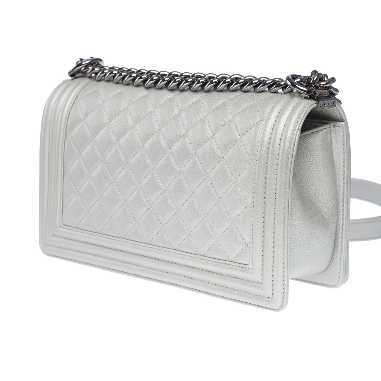 Sac CHANEL Boy en Cuir Argent - 102456