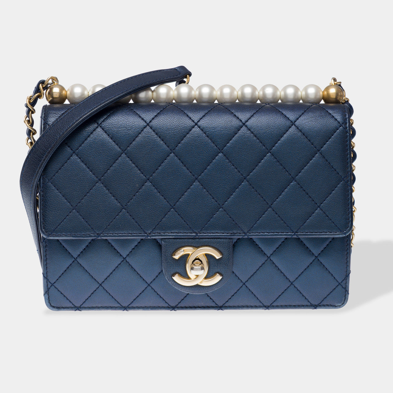 Sac CHANEL Timeless/Classique en Cuir Bleu Marine - 102468