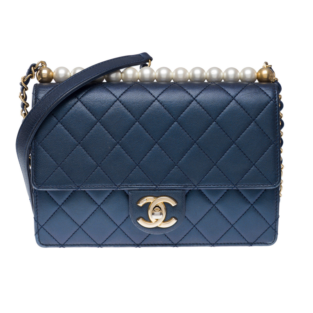 Sac CHANEL Timeless/Classique en Cuir Bleu Marine - 102468