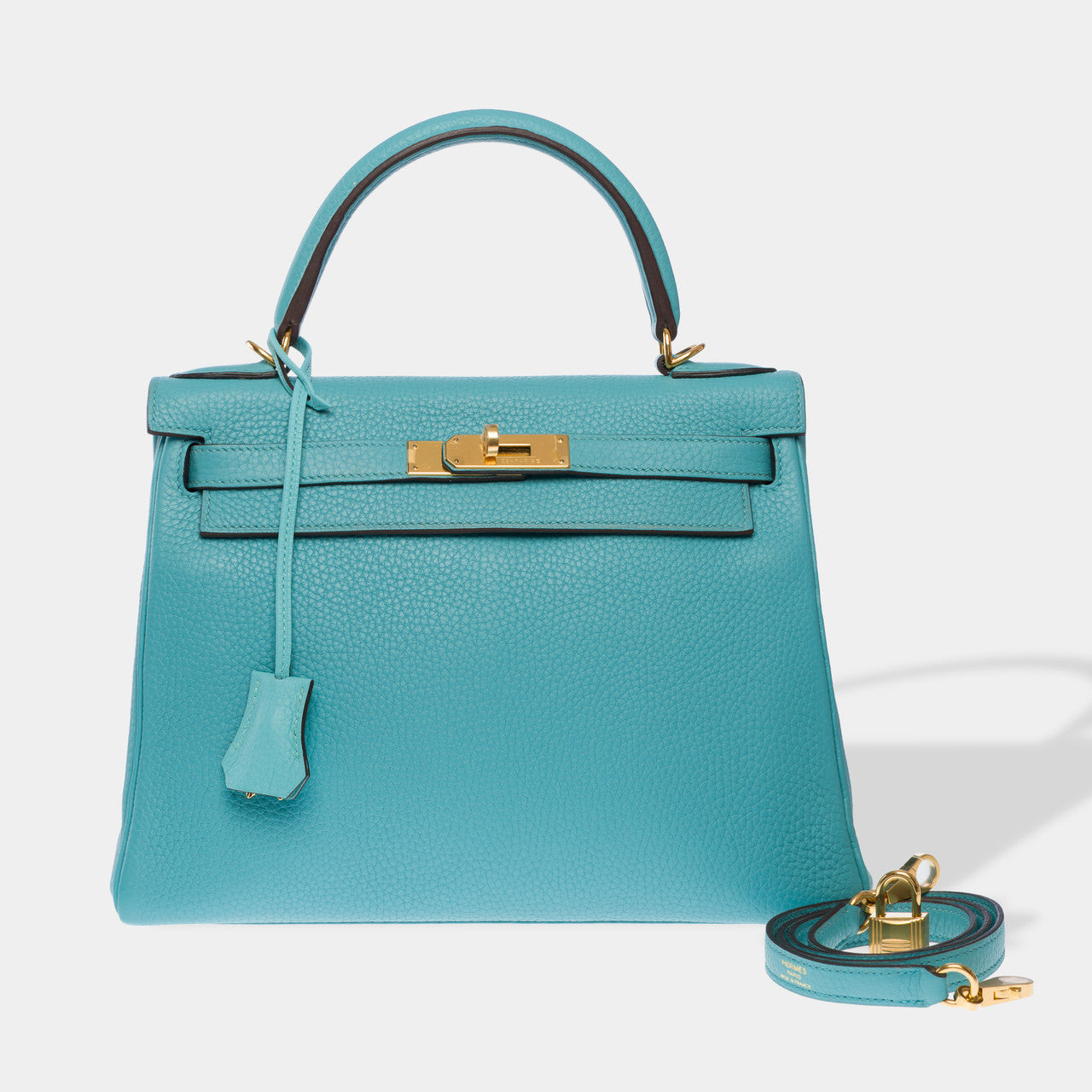 Sac HERMES Kelly 28 en Cuir Bleu - 102537