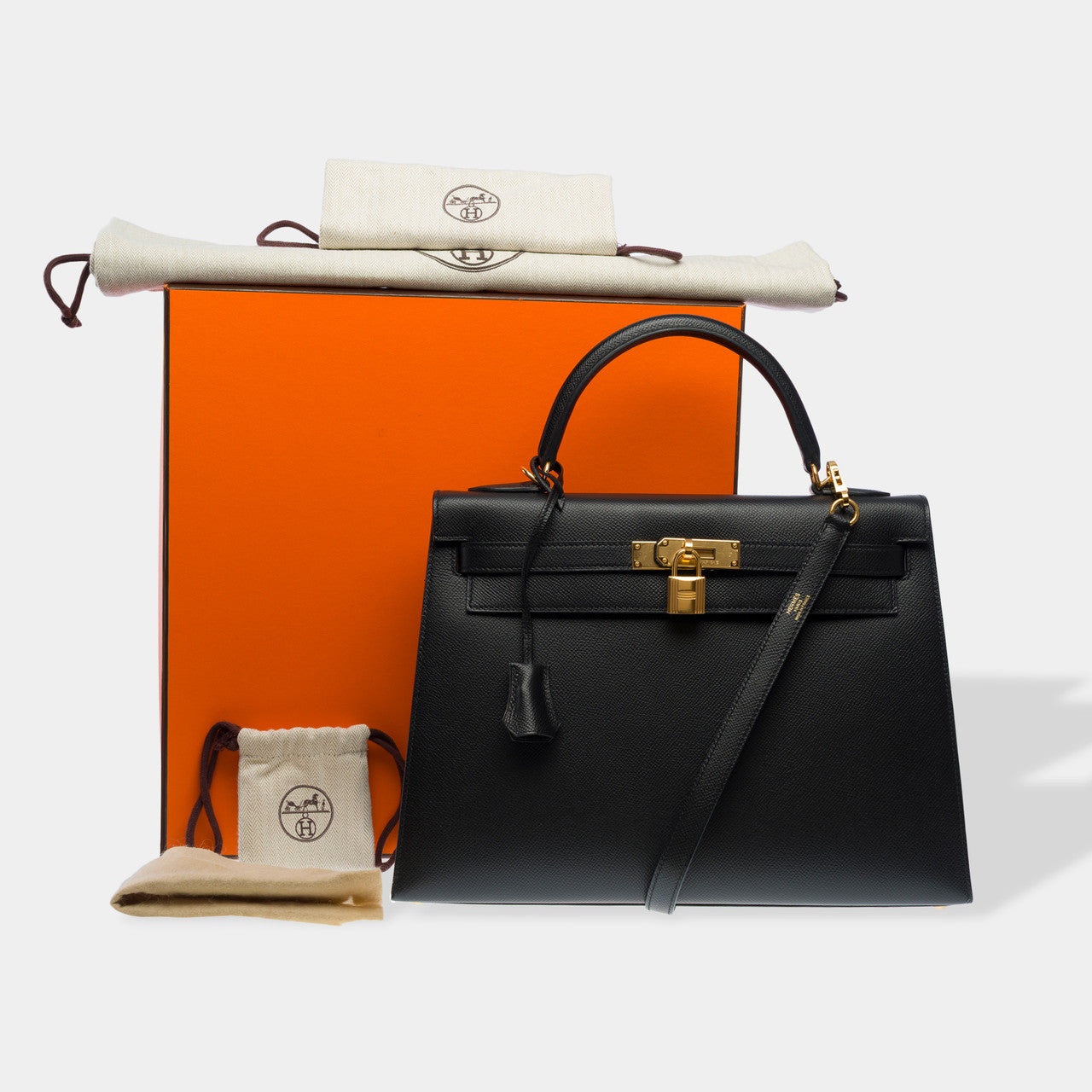 Sac HERMES Kelly 32 en Cuir Noir - 102588