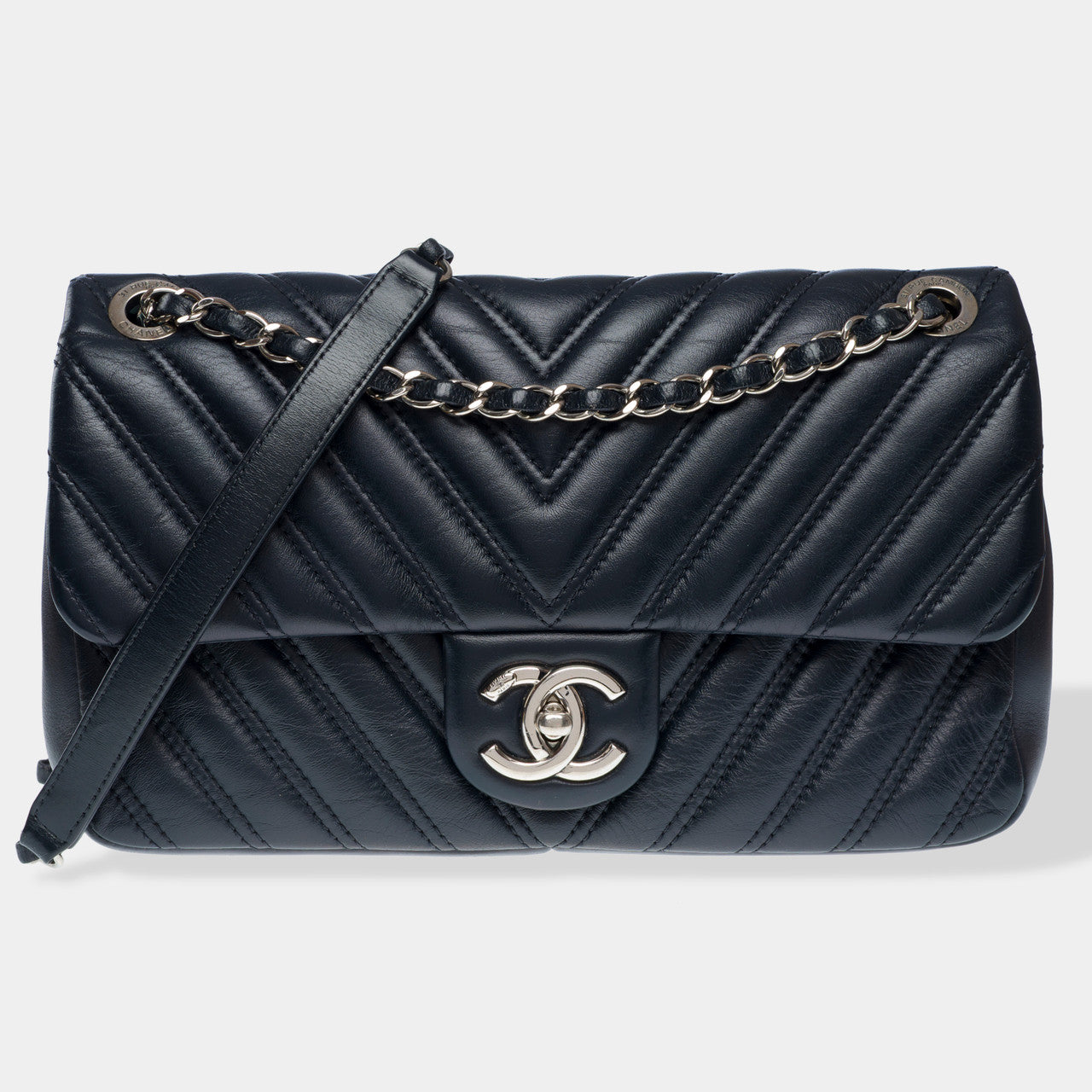 Sac CHANEL Timeless/Classique en Cuir Bleu Marine - 102622