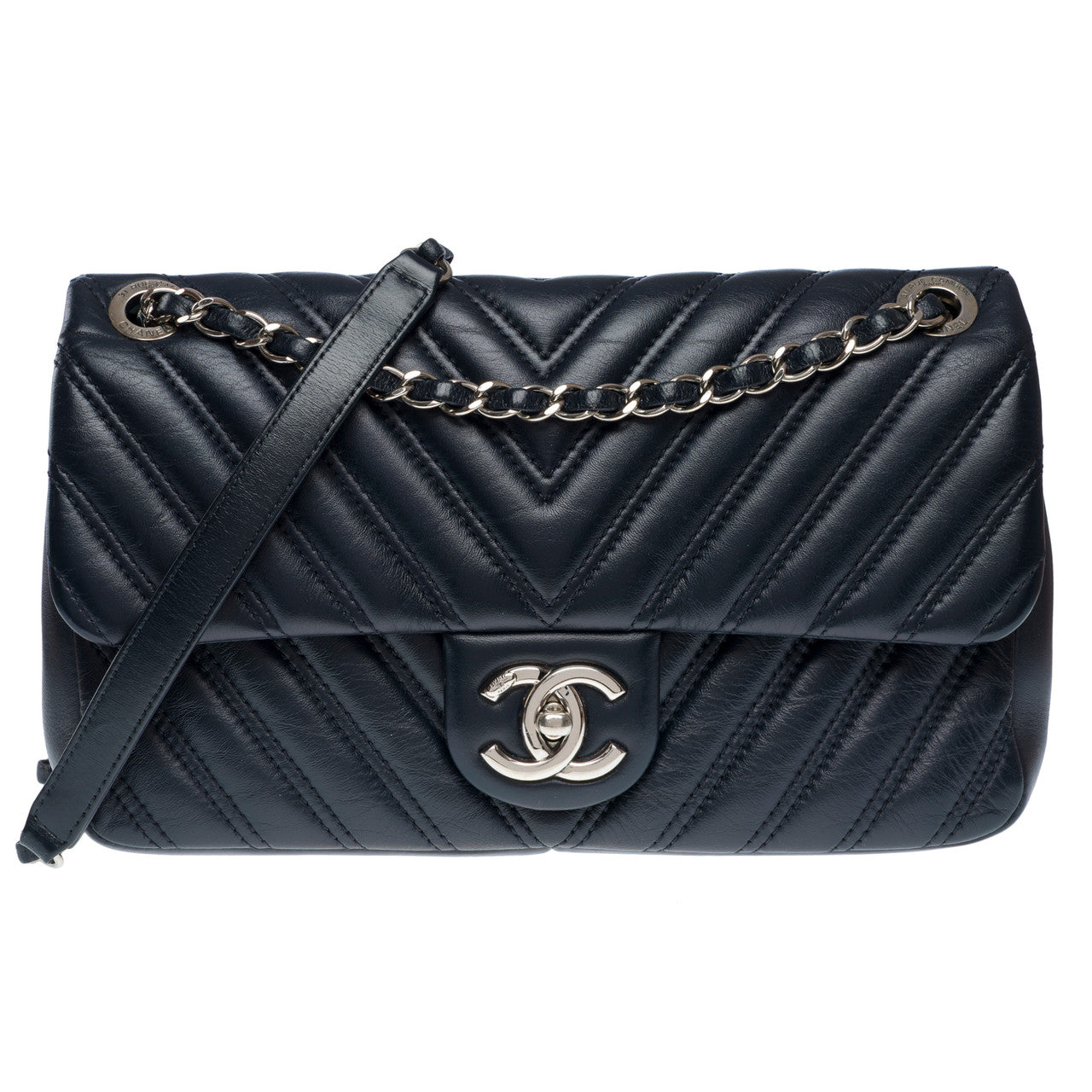 Sac CHANEL Timeless/Classique en Cuir Bleu Marine - 102622