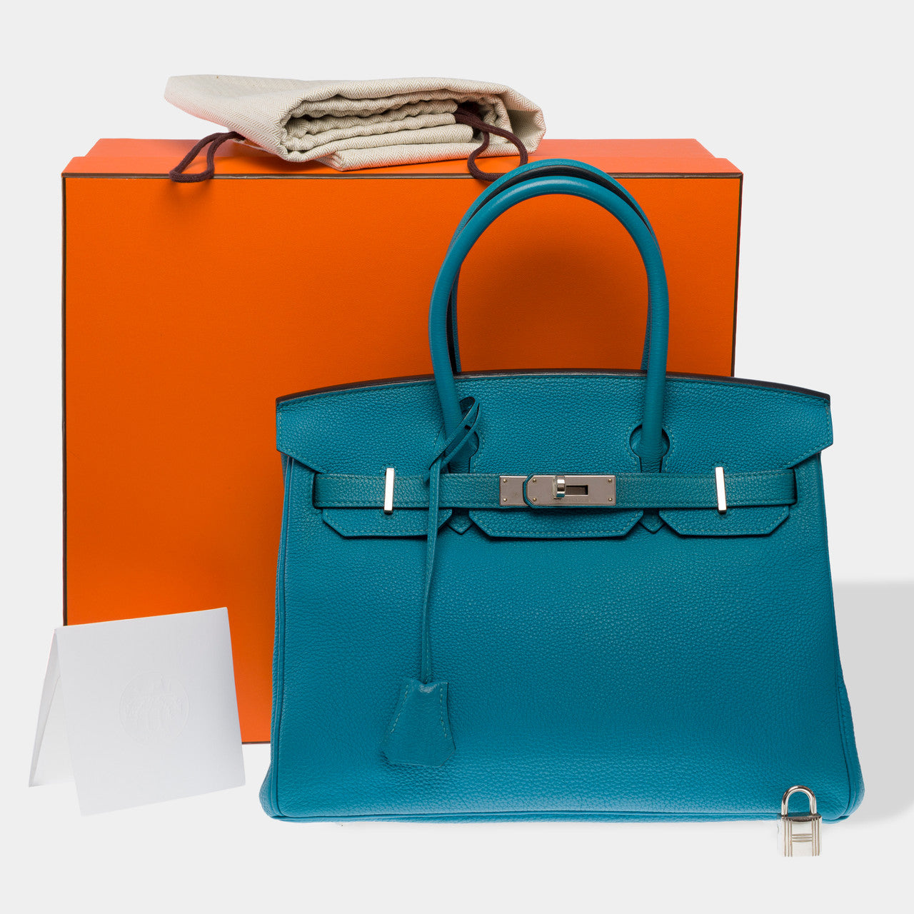 Sac HERMES Birkin 30 en Cuir Bleu - 102669