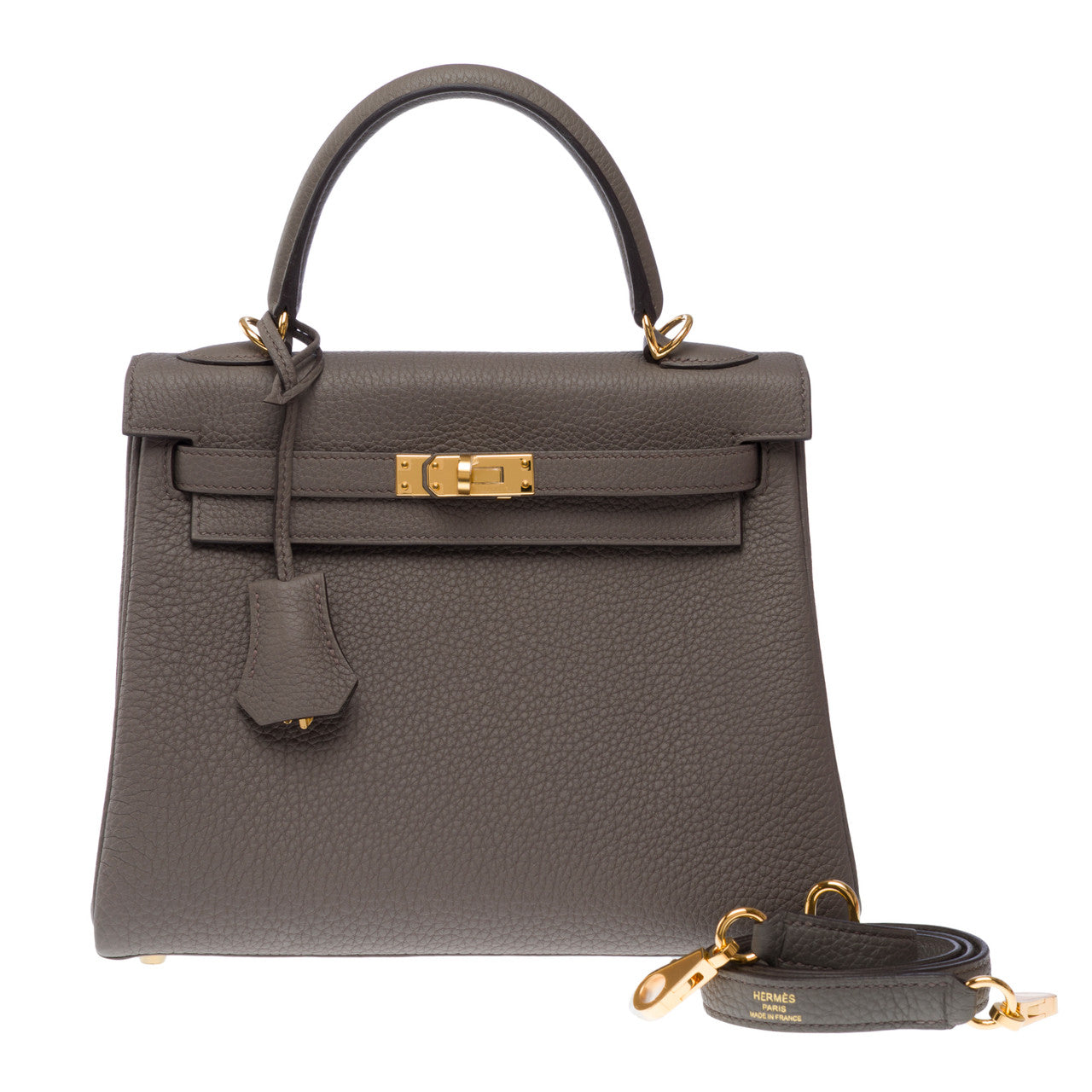 Sac HERMES Kelly 25 en Cuir Gris - 102683