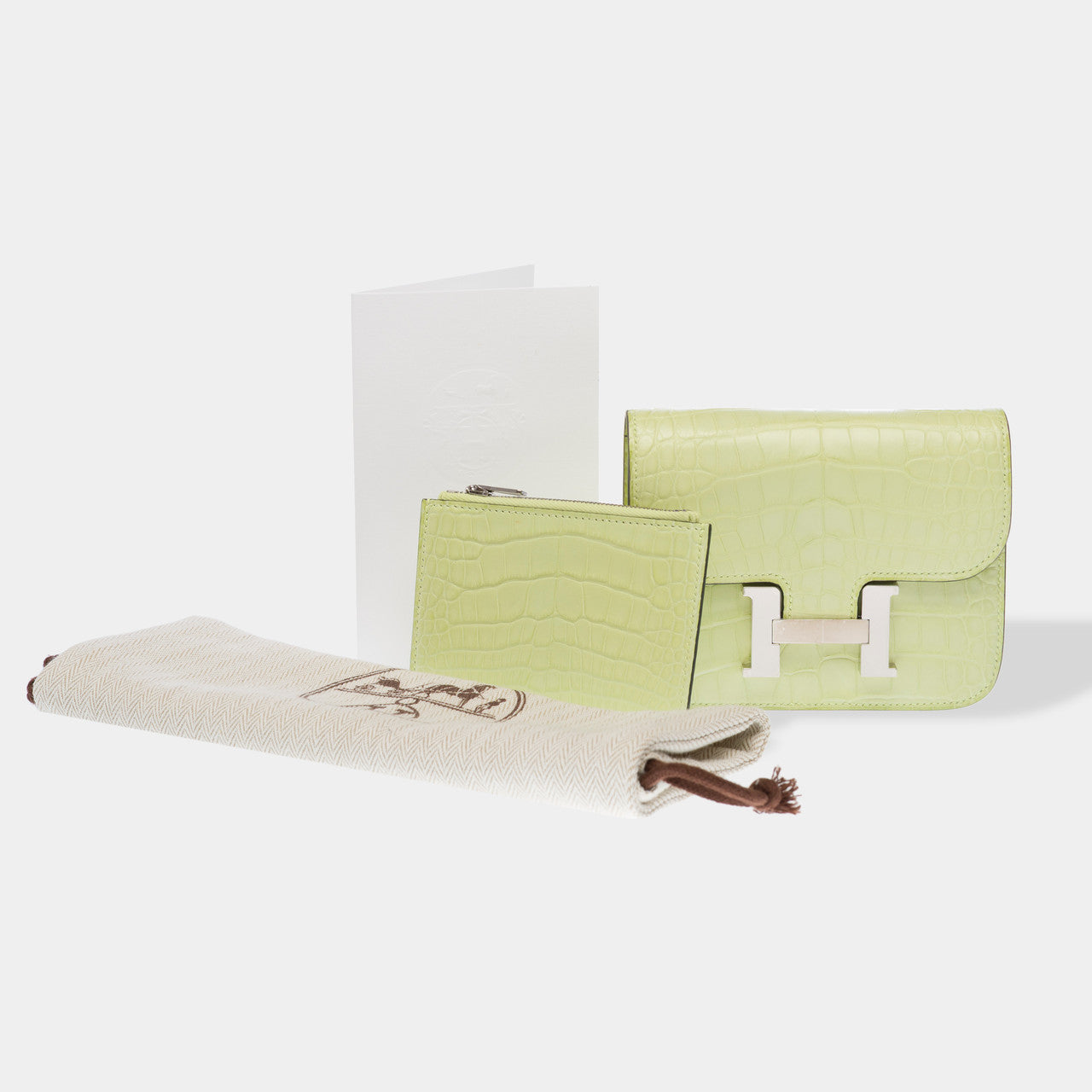 Accessoire HERMES Constance Slim en Crocodile Jaune - 102730