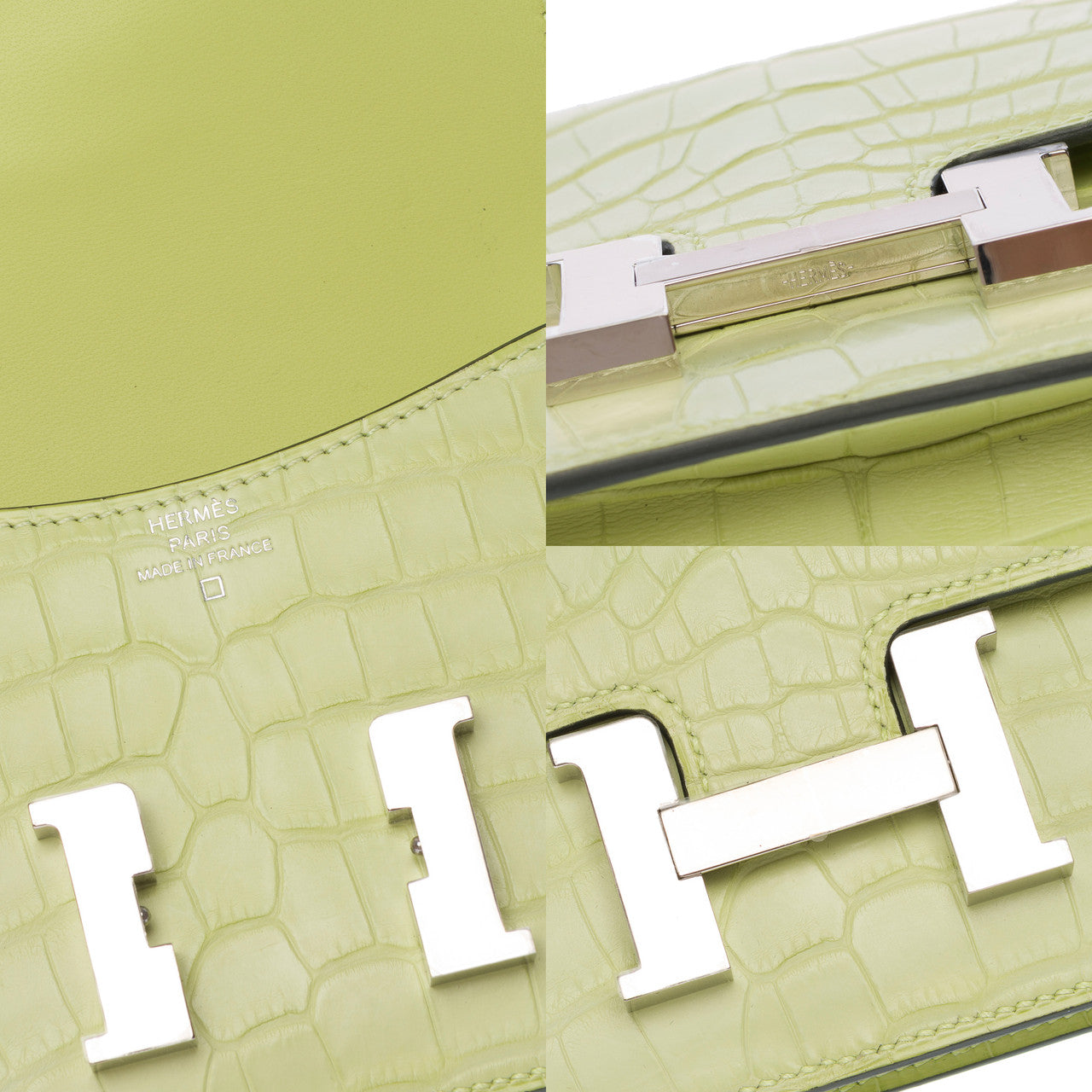 Accessoire HERMES Constance Slim en Crocodile Jaune - 102730