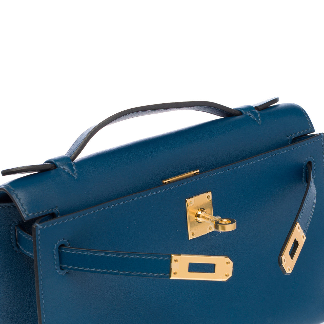 Sac HERMES Kelly Mini en Cuir Bleu - 102783