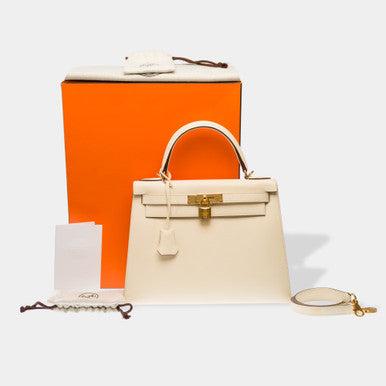 Sac HERMES Kelly 28 en Cuir Beige - 102828