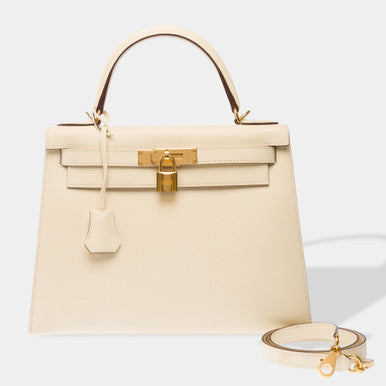 Sac HERMES Kelly 28 en Cuir Beige - 102828
