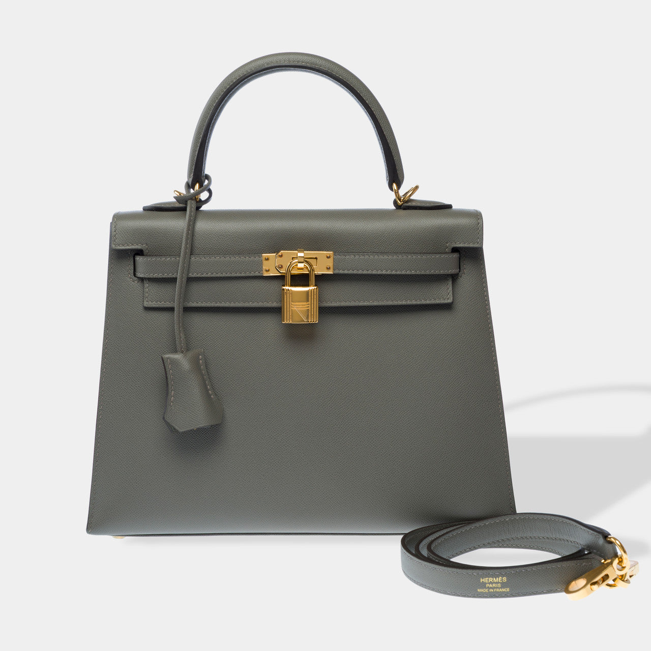 Sac HERMES Kelly 25 en Cuir Gris - 102842