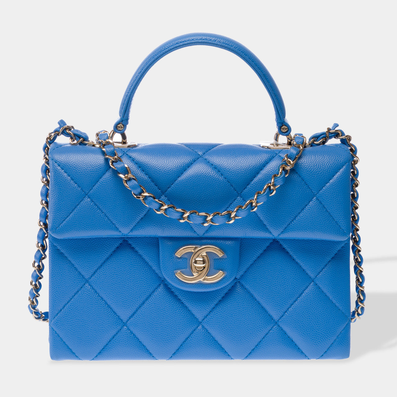 Sac CHANEL Timeless Classique Top Handle en Cuir Bleu - 102848