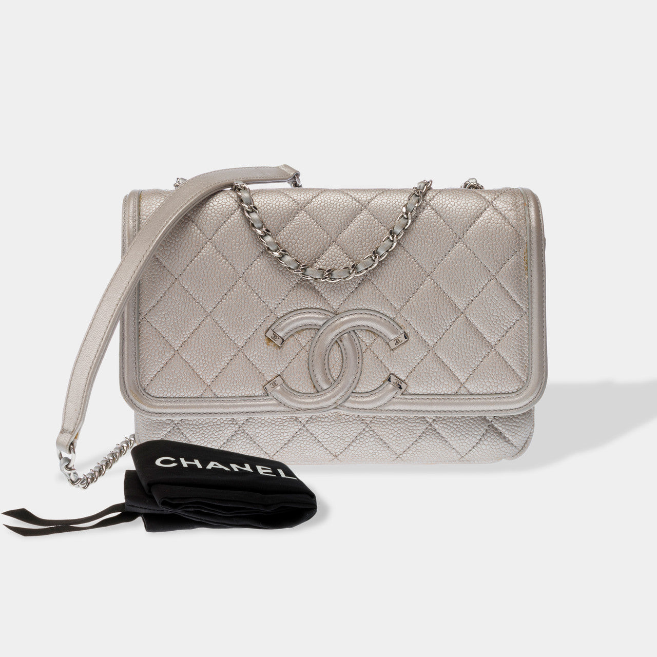 Sac CHANEL en Cuir Argent - 102855